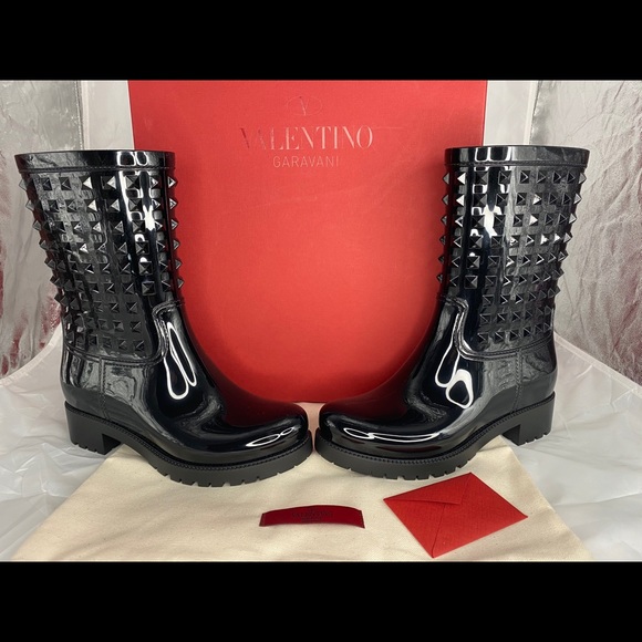 valentino studded rain boots